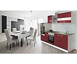 respekta Küchenleerblock Küche Leerblock Küchenzeile 270 cm Weiss Rot