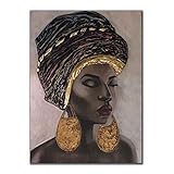 BIEMBI Moderne schwarzafrikanische Frauenkunst, Leinwandgemälde, Poster und Drucke, Wandkunstbild für Wohnzimmer, Heimwanddekoration, 80 x 120 cm, rahmenlos