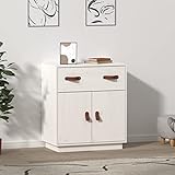 ZQQLVOO Sideboard Weiß 65,5x40x75 cm Massivholz Kiefer, Chest of Drawers, Kommode, Flurschrank, Komodenschrank, Wäscheschrank für Ihr Schlafzimmer