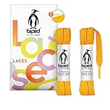 biped LACES 2 Paar flache Schnürsenkel aus Polyester 10 mm breit - Schuhbänder für Sneaker und Sportschuhe - reißfest und waschbar z2913(#7 sunny yellow,120 cm)
