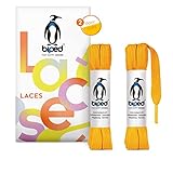 biped LACES 2 Paar flache Schnürsenkel aus Polyester 10 mm breit - Schuhbänder für Sneaker und Sportschuhe - reißfest und waschbar z2913(#7 sunny yellow,120 cm)