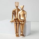 Abstrakte Kunstverzierung Moderner abstrakter Denker Skulptur Ornament und Figuren Statue Deko Einfache Harz Handwerk Kunststatuen Skulpturen Dekoration for Wohnzimmer Schlafzimmer Wohnung Büro(Gold),