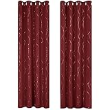 Deconovo Sichtschutze Gardinen mit Ösen Kälteschutz Warm Vorhänge Wohnzimmer, 245x140 cm(HöhexBreite), Rot, 2er Set