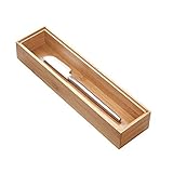 iDesign Schubladeneinsatz für die Küche, Besteckkasten aus Bambus für die Küchenschublade oder den Schrank, Schubladen Organizer für Besteck, beige, 3 in x 12 in