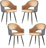 HAVMAK Moderne Küche Esszimmerstühle Set Küche Esszimmerstuhl Moderner Sessel 4er Set Leder Hohe Rückenlehne Weicher Sitz Wohnzimmer Schlafzimmer Wohnung Esszimmer Stuhl (Farbe: Orange Grau)