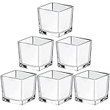 8 * 8 * 8CM Dekoglas Cube, Glasvase, Teelichtgläser Glaswürfel, Silber Beschichtete Quadratische Glasvasen Eckig Würfel Blumenvase Kerzenhalter, Perfekt als Hochzeitsdekoration 6PCS