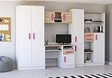 Polini Home Wohnwand Kinderzimmer Anbauwand Colour in Weiß-rosa