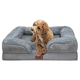 Fur & Bone Hundebett Sofa | Welpenbett Sofa Couch | Waschbarer abnehmbarer Reißverschluss Bezug | Wasserdichter Matratzenschoner | Orthopädisches Bett | Rutschfeste Unterseite | Klein | Grau