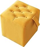 Fußstütze Hocker, Würfel-Fußhocker mit Griff, niedliche Couch-Hocker-Knöpfe für Wohnzimmer Schlafzimmer (Color : Beige, Size : 12x12x13inch)