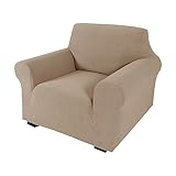 UOWEG Wassermais-Samt-Sofabezug für eine Person, moderner und einfacher einfarbiger, Rutschfester und gestrickter Sofabezug aus Stoff Sessel Überzug Blau (Beige, A)