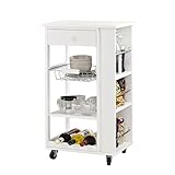 SoBuy FKW12-W Servierwagen Küchenwagen Rollwagen mit Schublade aus Holz weiß BHT: 50x86x37cm