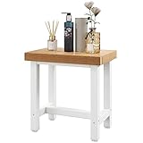 HOMASIS Badhocker mit Ablage, Duschbank bis 150 kg belastbar, wasserdichter Duschhocker für Erwachsene, Mehrzweck-Duschsitz aus HDPE mit Anti-Rutsch-Füßpolster, für Wohnzimmer, Flur, Weiß & Braun