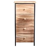 Rebecca Mobili Schubladenschrank Kommode 4 Schubladen Holz Schwarz Braun Urban Vintage Wohnzimmer Schlafzimmer - 71 x 35 x 25 cm (H x B x T) - Art. RE4547