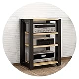 Lautsprecherschrank Audio Rack Equipment Rack Verstellbarer Audio Schrank Mehrschichtiger HiFi Audio Schrank Mit Stoßabsorbierenden Fußstiften (Color : Walnut Color, S : 60 * 51 * 80cm)