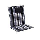 Homeoutfit24 Gartenstuhlauflagen Hochlehner, 2er Set, Made in Europe, Gartenstühle Sitzauflagen, Gartenstuhlauflagen, Sitzkissen, Polsterauflagen UV-Beständig, Sitzkissen, Hochlehner Auflagen