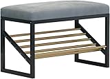 Eingangsbank, Schuhbank für Wohnzimmer, Eingangsbereich Schuhbank Rack Nordischer Schmiedeeisenrahmen, Schuhersatzhocker am Eingang, Heimbank, Sofa-Hocker (Farbe: Grau, Größe: 80 x 30 x 40 cm)