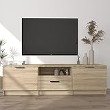 JUNZAI TV-Schrank, TV Lowboard, TV Board, Fernsehtisch, Fernsehschrank, Wohnzimmer, TV Tisch, Fernseher Tisch, Fernsehkommode, Sonoma-Eiche 140x35x40 cm Holzwerkstoff