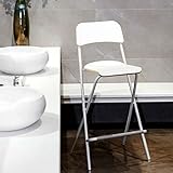 24 Zoll/63cm Barhocker Klappbar,Moderner Barhocker mit Rückenlehne,Counter Höhe Klappstuhl für Küche Esszimmer Balkon (Color : White)