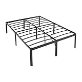 Amazon Basics Robuster, Rutschfester Bettrahmen mit Stahllamellen, einfache Montage, Queensize-Bett, 18“H, Schwarz