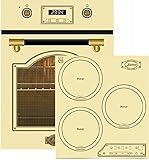 Kaiser Induktions Herd-Set EH 4796 ElfAD+KCT 4795 ElfFI AD, Retro Backofen Einbaubackofen 45 cm, Autark, 50 L, 9 Funktionen+60 cm, Retro Kochfeld, Metallplatten Bronze,4 QickHeat Zonen