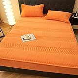 HAIBA bettlaken Plüsch Spannbettlaken 180x200cm+30cm Soft Sleep Tagesdecken biologischem Baumwolle Anbau, gesteppt, Spannbettlaken, atmungsaktiv orange