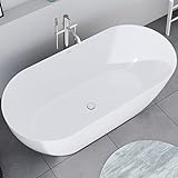 DURAVIT Freistehende Badewanne aus Acryl Standbadewanne DuraMuna in Weiß glänzend 150x75 cm Füllmenge: 233 l Acrylwanne inkl. Zubehör Wanne für 2 Personen Optimale Wärme Isolierung