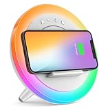 Bluetooth Lautsprecher mit Licht, Nachttischlampe mit Drahtlosem Ladegerät Geschenke für Frauen, Männer, Weihnachtsgeschenke (Drahtlose Aufladung 5W) Weiß