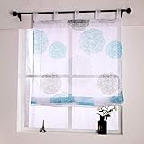 Yujiao Mao Voile Raffrollo mit Kreise Druck Design Voile Raffrollos mit Schlaufen Transparenter Vorhang Blau BxH 80x150cm