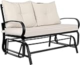 Schaukelbank 2-Sitzer Gartenbank Schaukelstuhl Gartenschaukel, 120 x 78 x 83 cm Khaki Garten Schaukel Bank Parkbank Metall mit Kissen Gartenmöbel