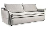 MIUFORM Schlafsofa mit Matratze, Charming Charlie Schlafsofa Dauerschläfer, Sofa mit Schlaffunktion und Bettkasten, Sofa Bett, Wohnzimmer Schlafzimmer, Easy-Clean (Hellbeige)