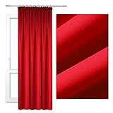 VIPRO GROUP Gardinen Wohnzimmer 140x250 cm - Vorhänge Halbdunkler mit Kräuselband - Wohnzimmer Vorhänge - Deko-Vorhang - Konfektionsvorhänge Heaven mit Band - Dekorativer Vorhang (Rot)