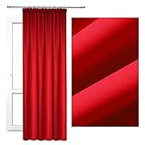 VIPRO GROUP Gardinen Wohnzimmer 140x250 cm - Vorhänge Halbdunkler mit Kräuselband - Wohnzimmer Vorhänge - Deko-Vorhang - Konfektionsvorhänge Heaven mit Band - Dekorativer Vorhang (Rot)