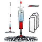 Homgif Wischmopp mit Sprühfunktion, Sprühwischer Bodenwischer mit Sprühfunktion, Home Küche Wischer Bodenreinigung Spray Mop mit 450ML Wassertank und 3 Aktualisiert Waschbaren Mikrofaserbezug (Rot)