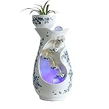 JRZTC Beleuchtetes Wasserspiel für den Innenbereich, Tischwasserbrunnen mit LED-Licht, Glücksbrunnen für Büro und Zuhause, Bastelgeschenke