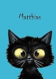 Matthias: Personalisiertes Notizbuch, DIN A5, 80 blanko Seiten mit kleiner Katze auf jeder rechten unteren Seite. Durch Vornamen auf dem Cover, eine ... Coverfinish. Über 2500 Namen bereits verf