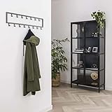 RINGO-Living Kleider Hakenleiste mit 15 Haken, Garderobe Haken Silber-matt, Jacken Garderobe für den Flur, Jacke Aufhänger aus Stahl, Wandgarderobe Metall, Gaderobe Haken Leiste, Garderobe hängend