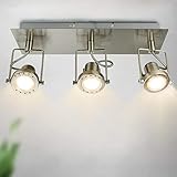 Depuley Deckenlampe Strahler Led Mordern Deckenstrahler mit 3 Schwenkbaren GU10, Warmweiß Deckenleuchte mit Quadratischer Platte, Deckenspot für Wohnzimmer, Schlafzimmer, Glühbirne enthalten