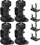 Set mit 4 verstellbaren Schrankbeinen aus schwarzem Kunststoff, Sockel-Möbelfüße, Nivellierfuß, stabile Beinnivellierer-Hardware, für Küche, Badezimmer, Schrank, Tisch, Stuhl (Farbe: große K