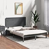 TECHPO Bettgestell Grau Massivholz Kiefer 140x190 cm mit Farbe:Grau