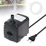 Mini-Wasserpumpe, 8W 600L/H Kleines Mini Wasserpumpe Aquarium Pumpe mit 2 Düsen, Wasserspielpumpe Submersible Tauchpumpe Springbrunnenpumpe für Teiche, Garten, Aquarium 1.5M Netzkabel