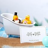 2 Stück Braut und Bräutigam Gummienten Mini Hochzeitspaar Enten mit Dekorativer Badewanne Grußkarte und Dekorativem Hut für Hochzeit Brautpaar Geschenk Kuchen Toppers Baby Shower