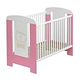 Best For Kids Gitterbett in 3 Farben mit 10 cm Matratze aus Schaumstoff TÜV Zertifiziert Geprüft, Kinderbett Babybett weiß 4 Teile (Rosa-Princess mit Matratze)