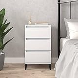LAPOOH Nachttisch, Nachtschrank, Nachtkästchen, Bedside Table, Komodenschrank, Nachtkommode, Beistelltisch, Nightstand, Schlafzimmer Möbel, Weiß 40x35x70 cm Holzwerkstoff