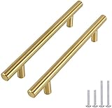 10 Stück goldenwarm Möbelgriffe Gold Schrankgriffe Gold Türgriffe Gold -LS201GD128 Möbelgriffe 128mm Lochabstand Gold Möbelgriffe Edelstahl 128mm Griffe Möbel Gold