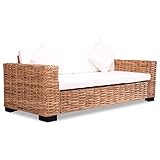 JUNZAI 3-Sitzer-Sofa, Tagesbett, Couch Mit Schlaffunktion, Couch für Wohnzimmer, Wohnzimmersofa, für Wohnungen, Bigsofas, Cauchsofa, Natürliches Rattan