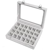 Meshela 24 Fächer Damen Schmuckkasten Schmuck Box Schmuckkoffer Schmuckständer Aufbewahrungsbox für Ringe Ohrringe Halskette