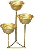 SXDHOCDZ Mehrschichtiger dreieckiger Blumenständer aus Metall, bodenstehender Pflanzenständer für Balkon, Heimdekoration, Blumenpräsentationsständer in Gold