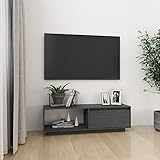 TEKEET Home Furniture TV-Schrank aus massivem Kiefernholz, 110 x 30 x 33,5 cm, Grau