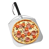 Mimiuo Pizzaschieber für Pizzastein, Aluminium Pizza Spachtel mit Griff, Pizzaschaufel für Backofen und Grill, 30.5×34.5 CM, Pizza Schieber, Pizza Zubehör
