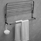 Badezimmer-Handtuchhalter, an der Wand montierter Faltbarer Toilettenständer aus Edelstahl, Badetuchhalter (Color : No Punching)